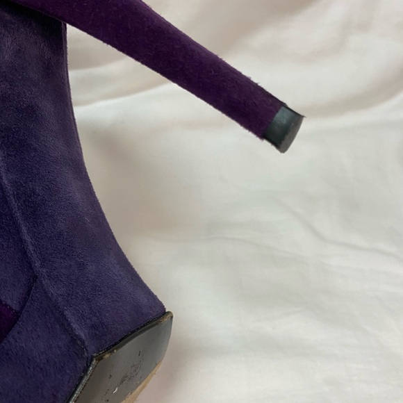 Stuart Weitzman Shoes Womens Size 7M Prurple Suede Peep Toe Heels 4” - Picture 11 of 15